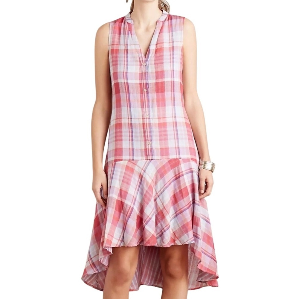 Maeve Anthropologie Plaid Swing Sleeveless Dress Sz S - Picture 3 of 10